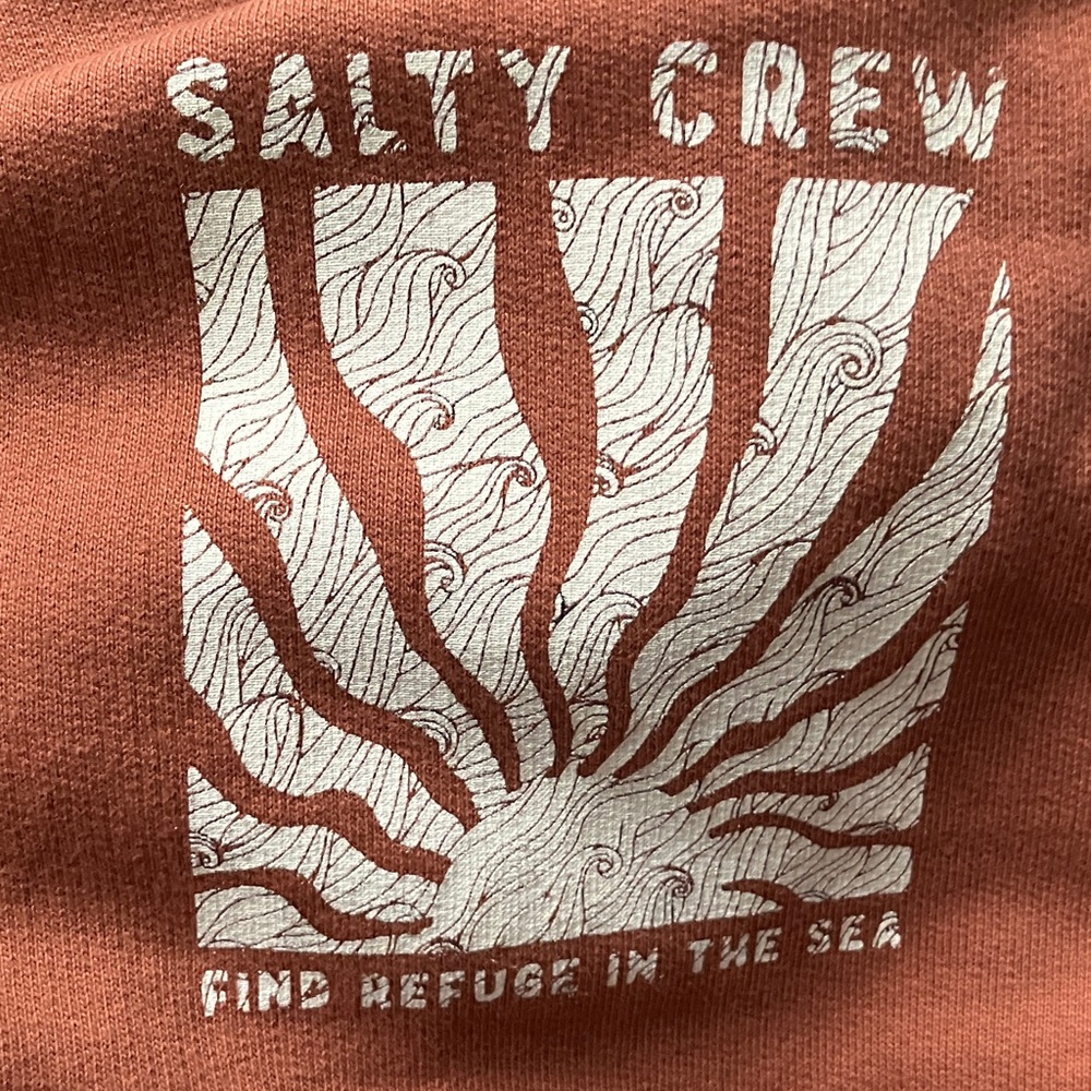 Salty Crew Sunburst Hooded Sweatshirt in Rust and White XL